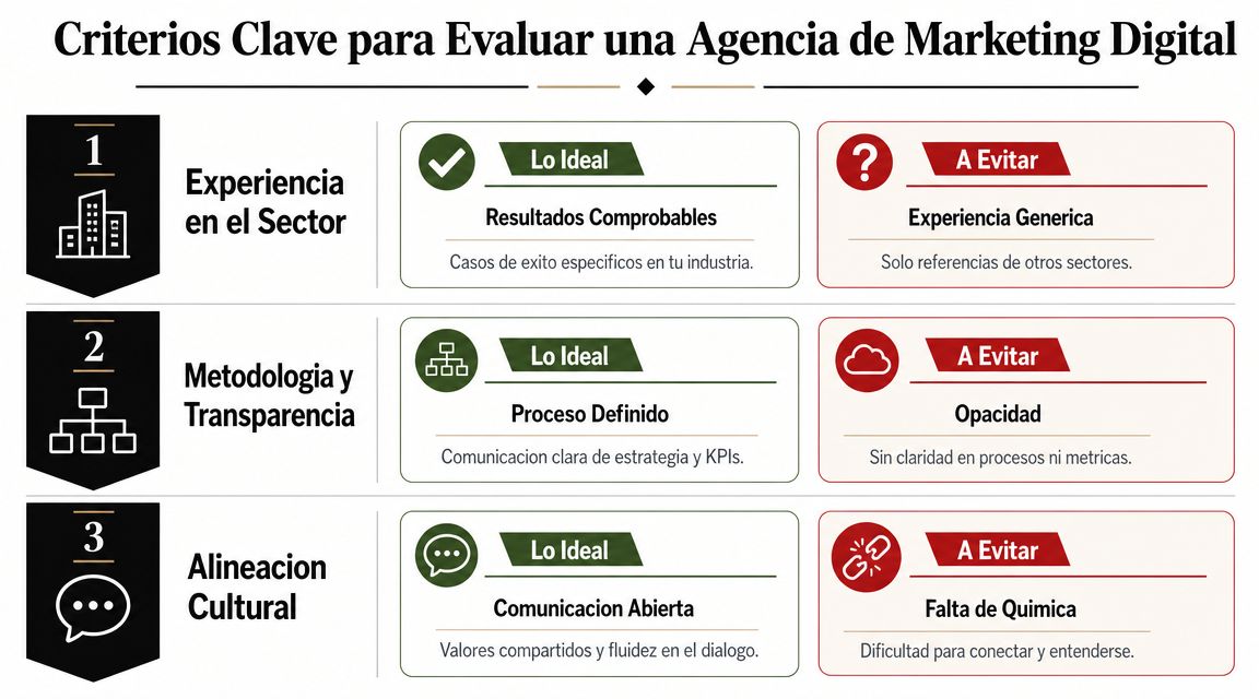 Elige la Mejor Agencia Marketing Digital en México » agencia marketing digital en méxico Infografía sobre criterios clave para evaluar una agencia de marketing digital profesional.